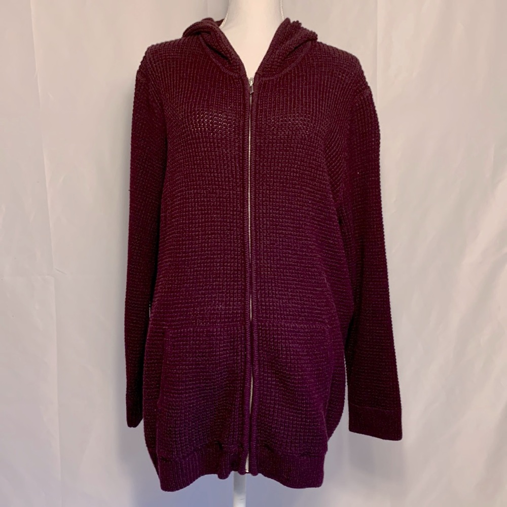 Roaman’s Women’s Plus Size Zip Front Hooded Cardigan